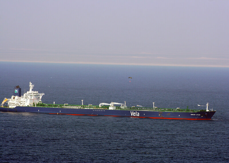 Large tanker ship at sea