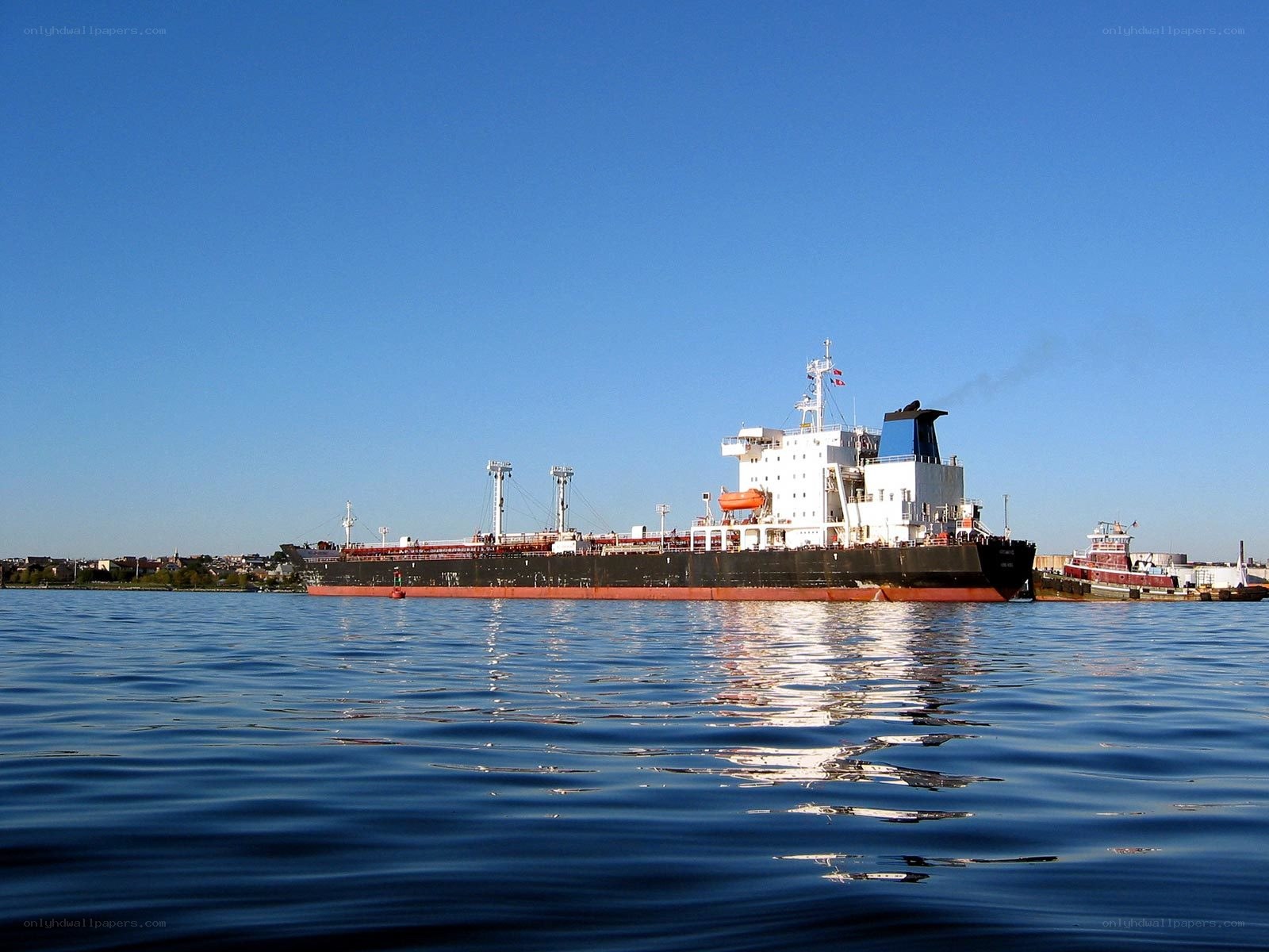 Large tanker ship in harbor