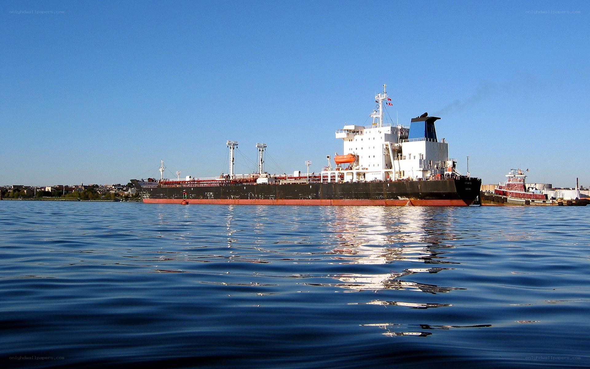 Large tanker ship in harbor