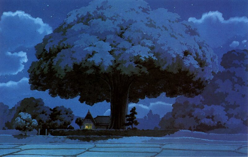 Large Tree at Night — Blue