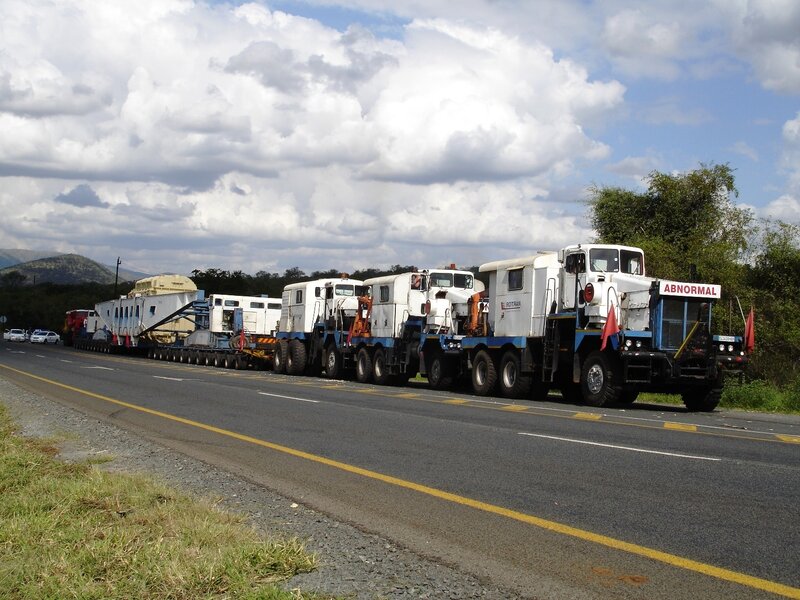 Large truck convoy on a highway