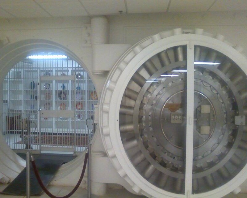 large vault door in a museum