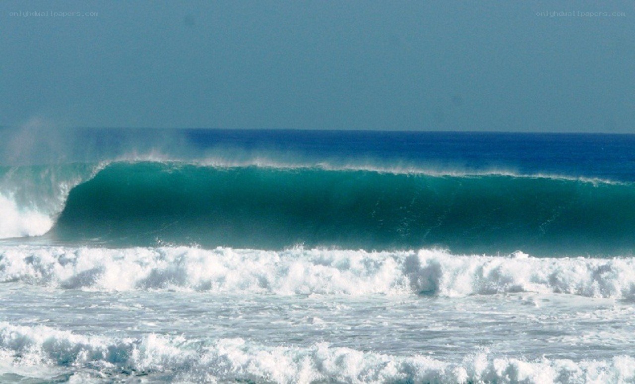 Large wave breaking on shore