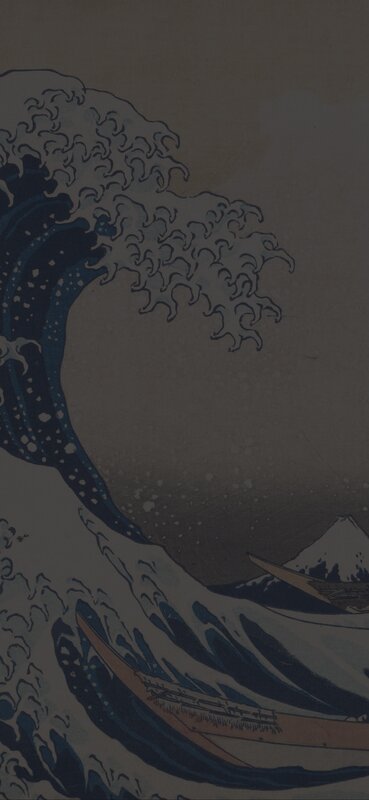 Large Wave with Boats — Blue, Dramatic