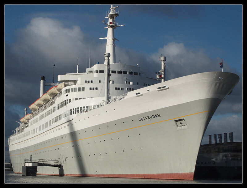 Large White Cruise Ship — Dramatic