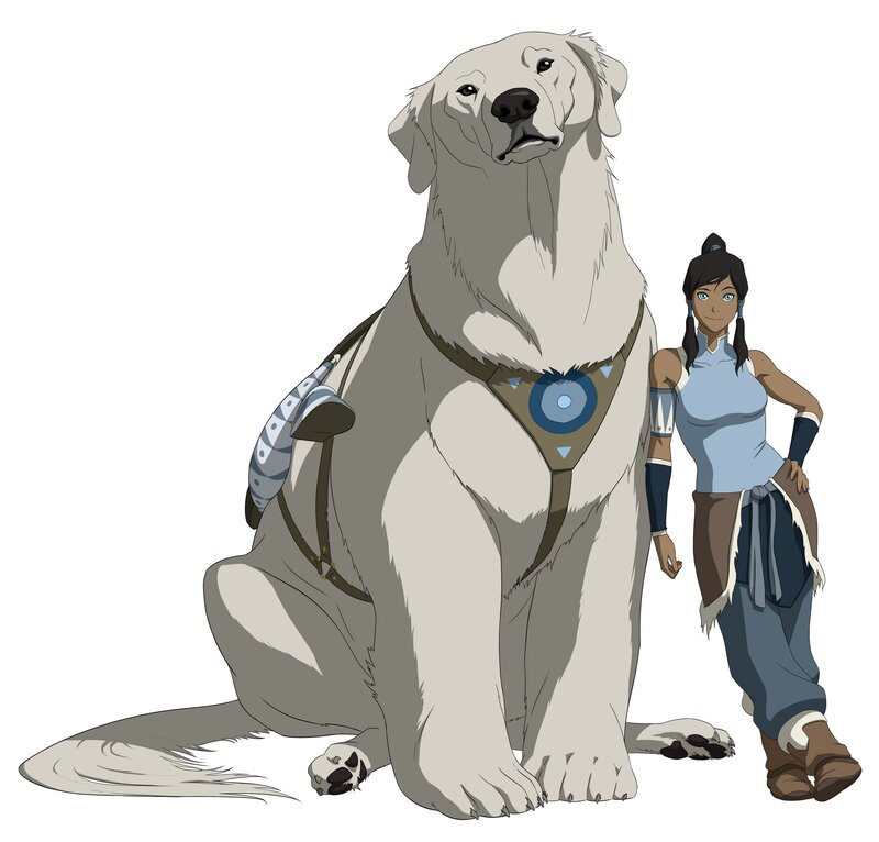 Large White Dog and Girl