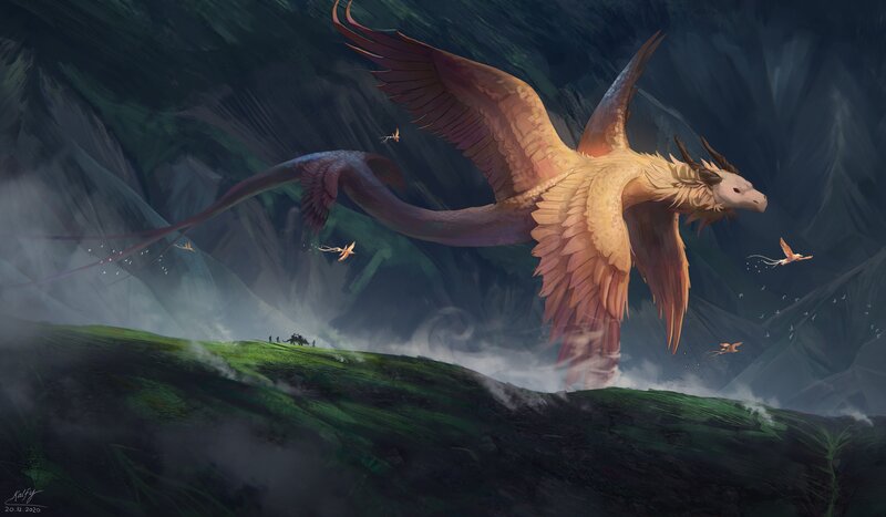 Large Winged Dragon — Green