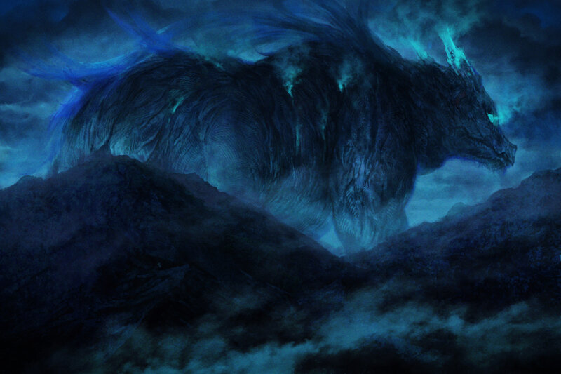 Large Wolf-like Creature — Blue