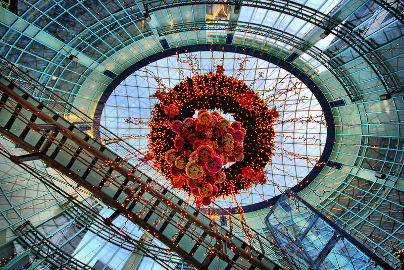 Large Wreath Hanging from Ceiling