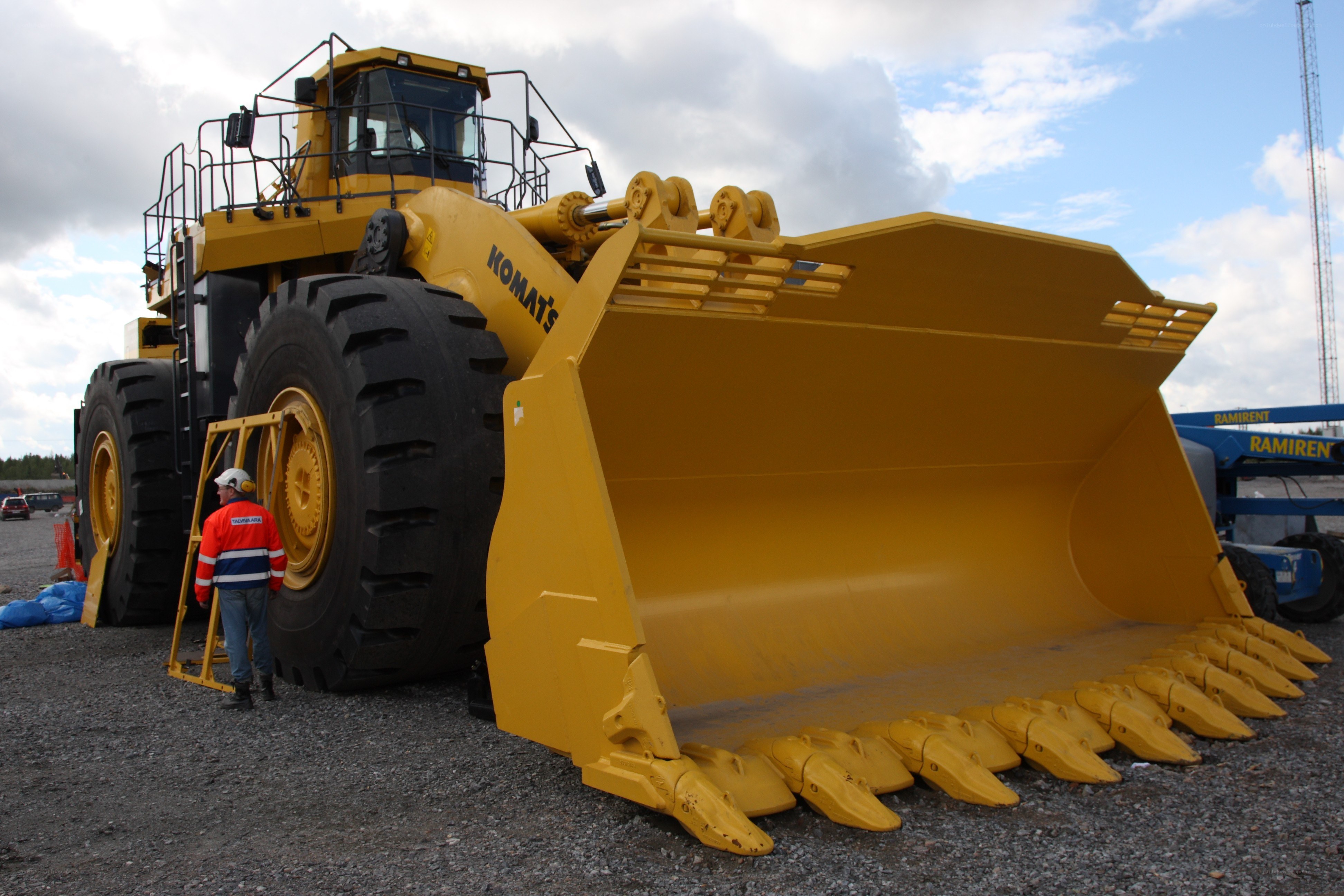 Large yellow Komatsu bulldozer