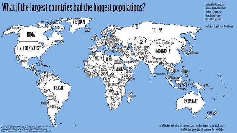 largest countries population map