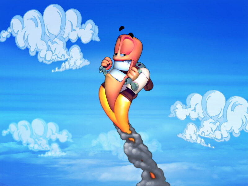 Larva in rocket suit