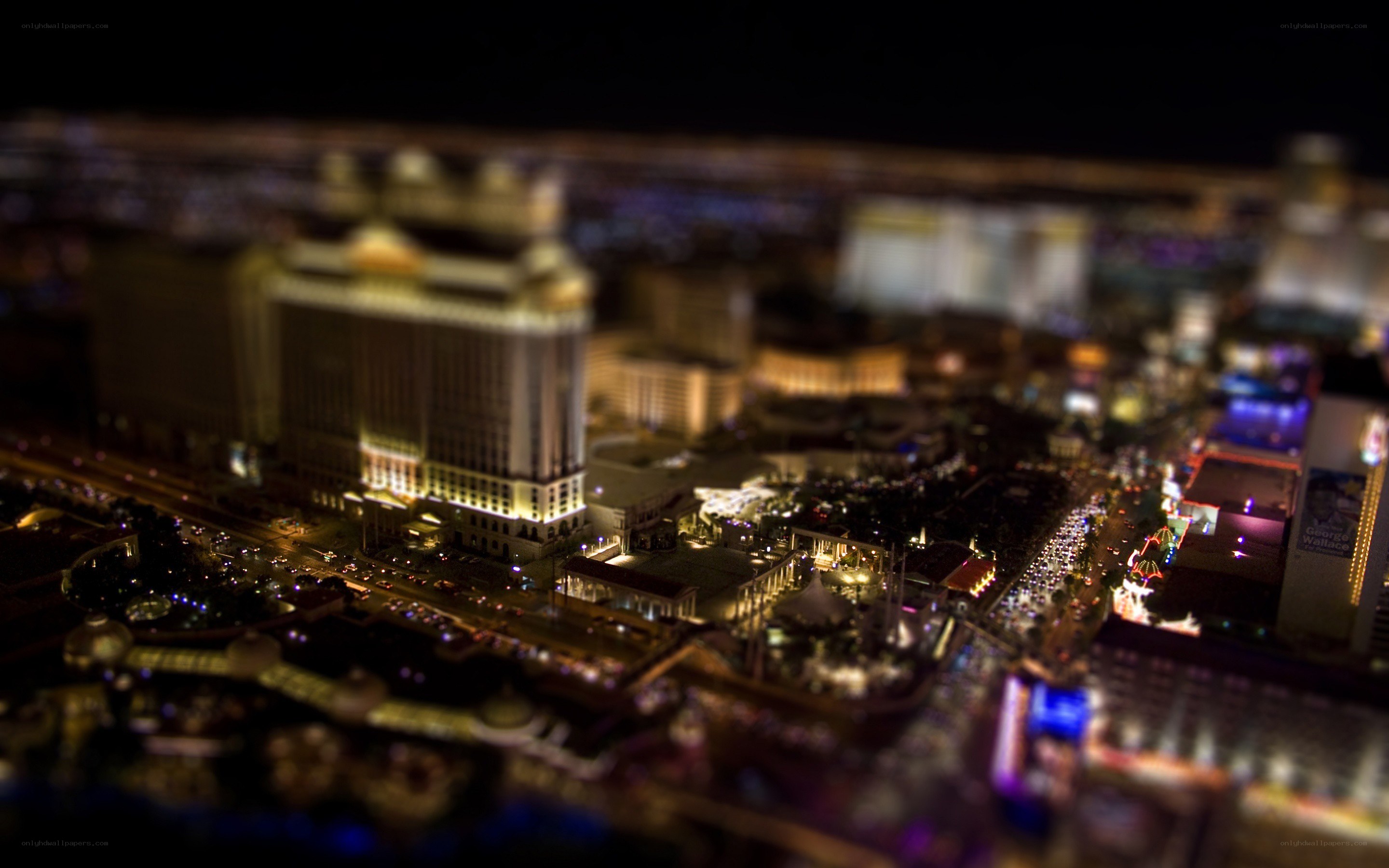 Las Vegas at night tilt-shift