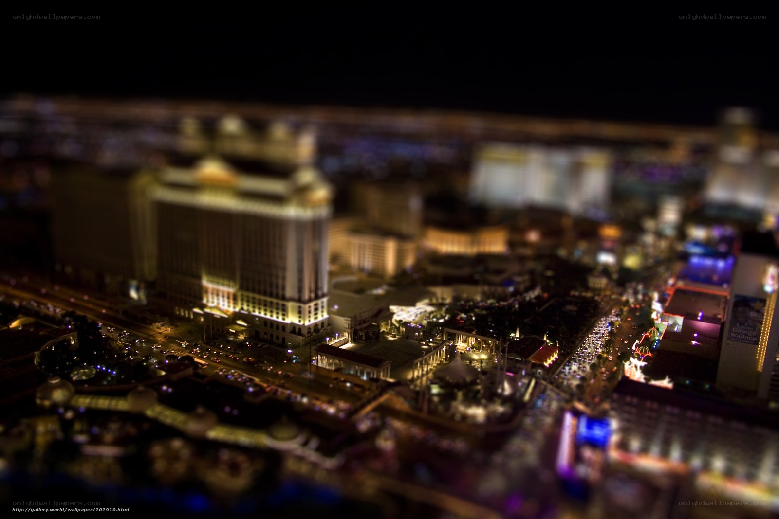 Las Vegas at night tilt-shift