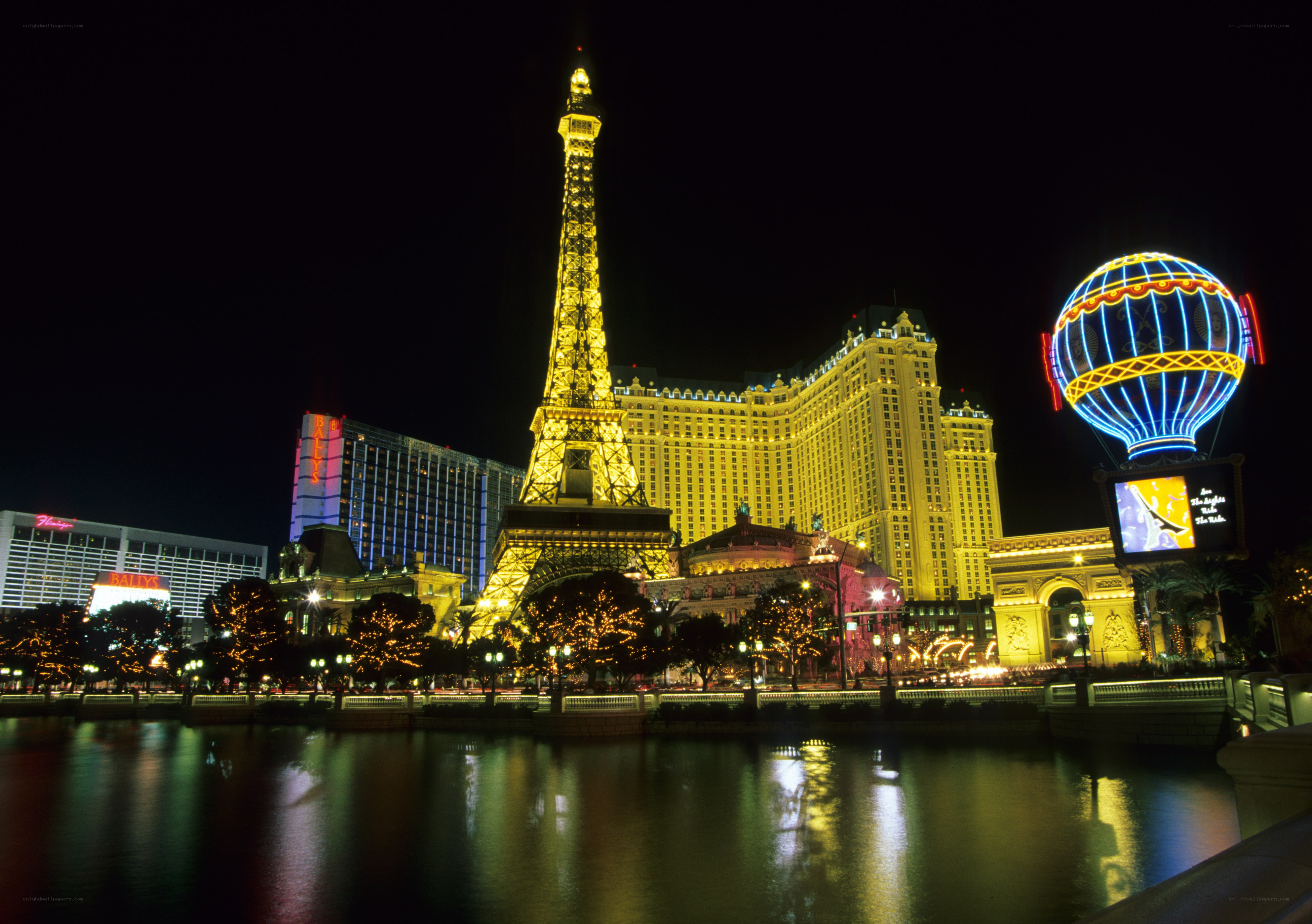 Las Vegas at night with Eiffel Tower