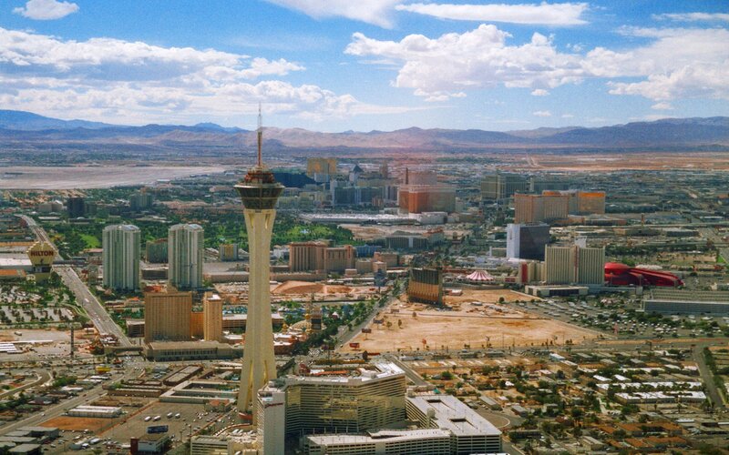Las Vegas cityscape with Stratosphere Tower