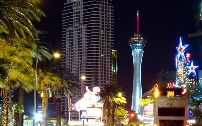 Las Vegas night scene with tower