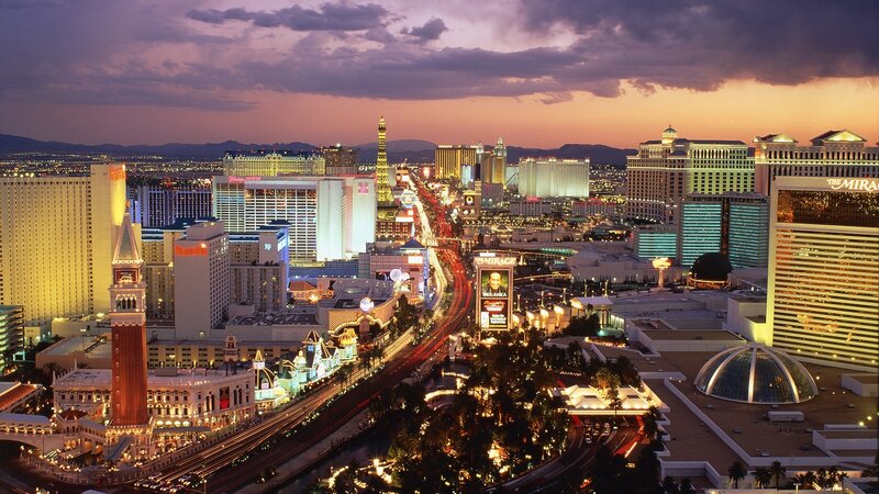 Las Vegas skyline at dusk