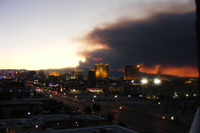 Las Vegas Skyline at Dusk — Orange, Dramatic, Sunset, Photograph