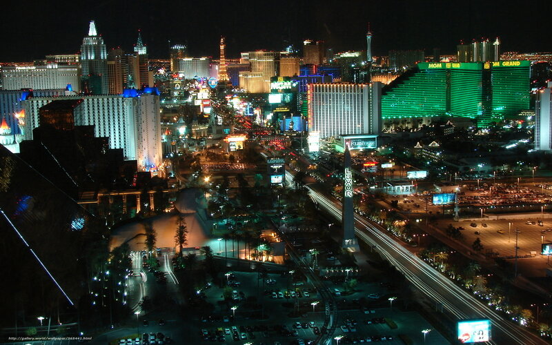 Las Vegas Skyline at Night — Green