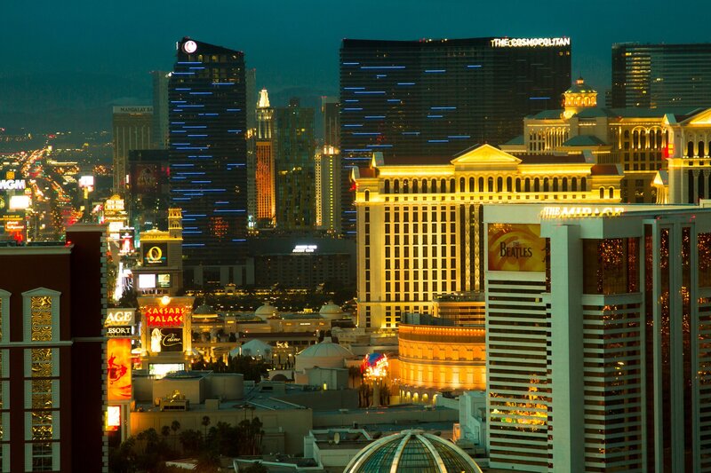 Las Vegas Skyline at Night — Yellow, Dramatic
