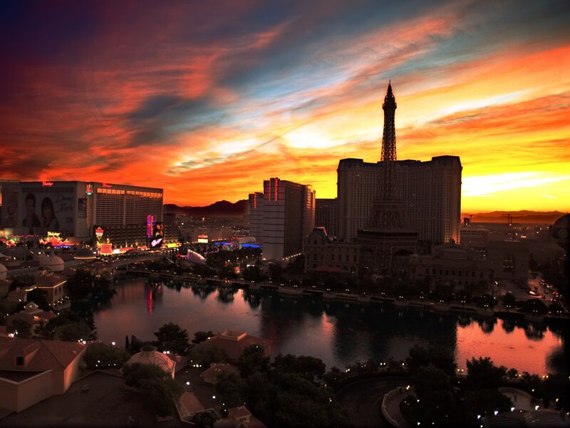 Las Vegas Skyline at Sunset — Orange, Dramatic