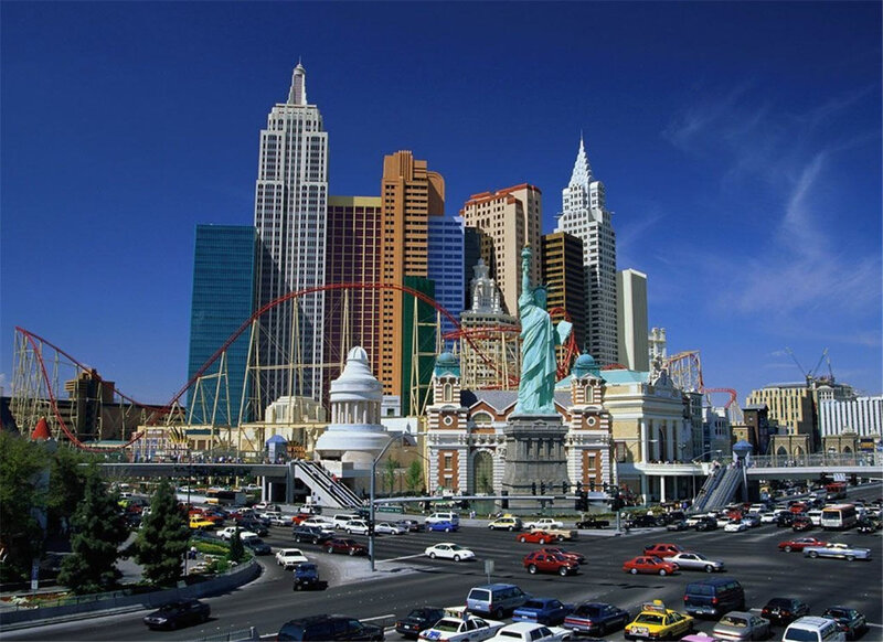 Las Vegas skyline with Statue of Liberty
