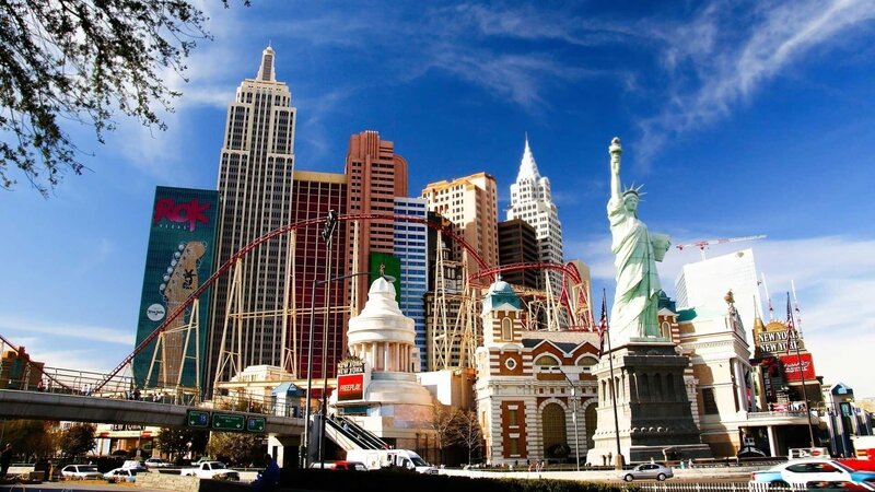 Las Vegas skyline with Statue of Liberty