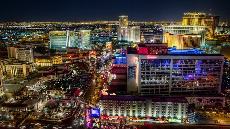 Las Vegas Strip at Night — Black, Dramatic, Photograph