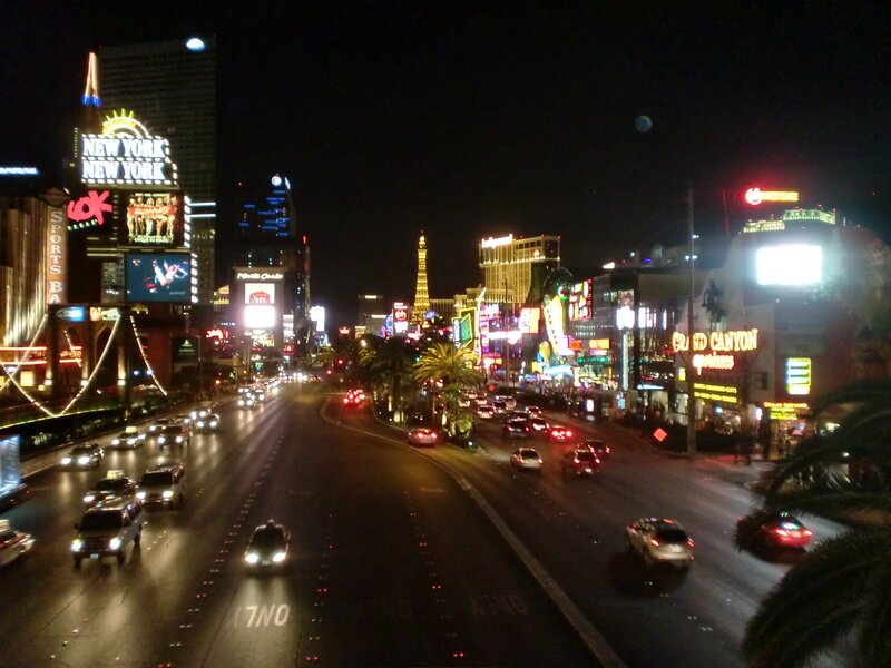 Las Vegas Strip at Night — Black, Nocturnal, Photograph