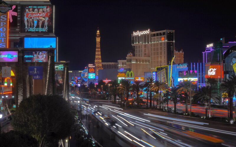 Las Vegas Strip at Night — Black, Vibrant