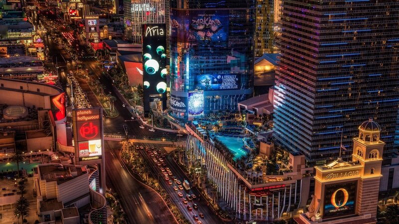 Las Vegas Strip at Night — Blue, Dramatic, Photograph