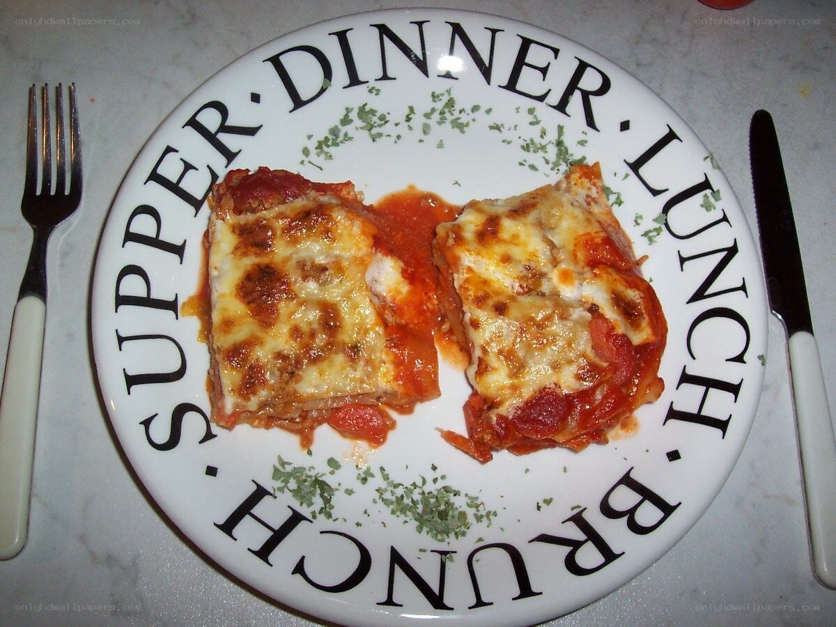 Lasagna on a themed plate