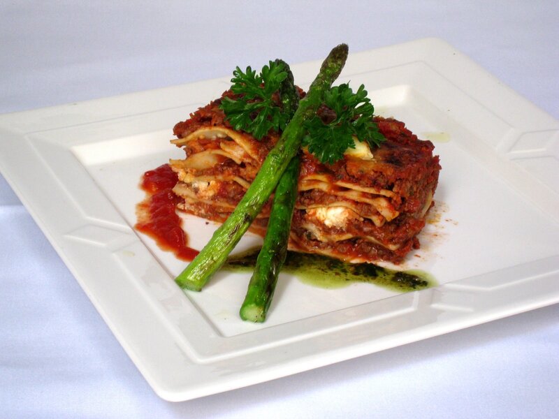 Lasagna with asparagus and parsley