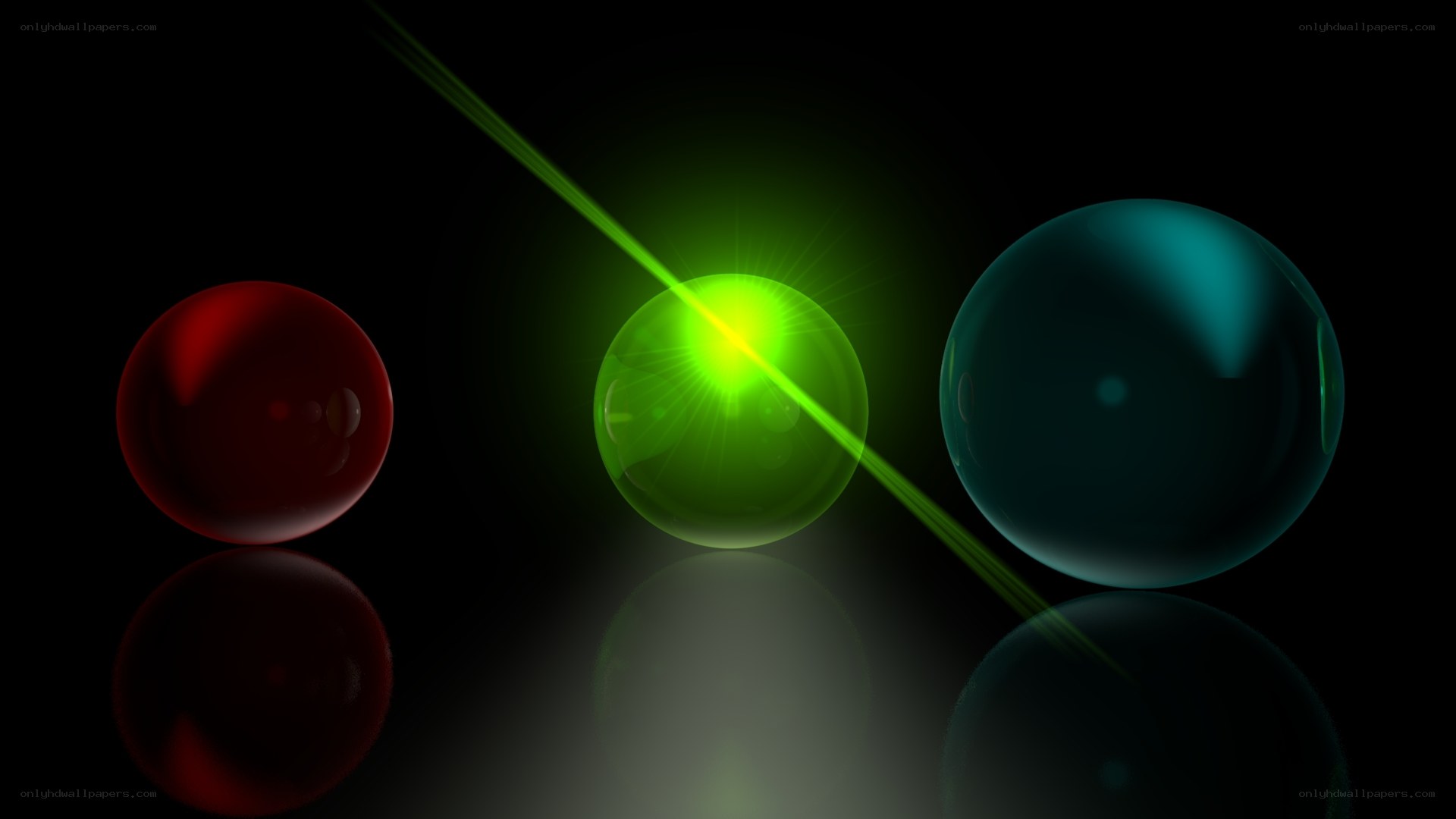 laser beam through glass spheres