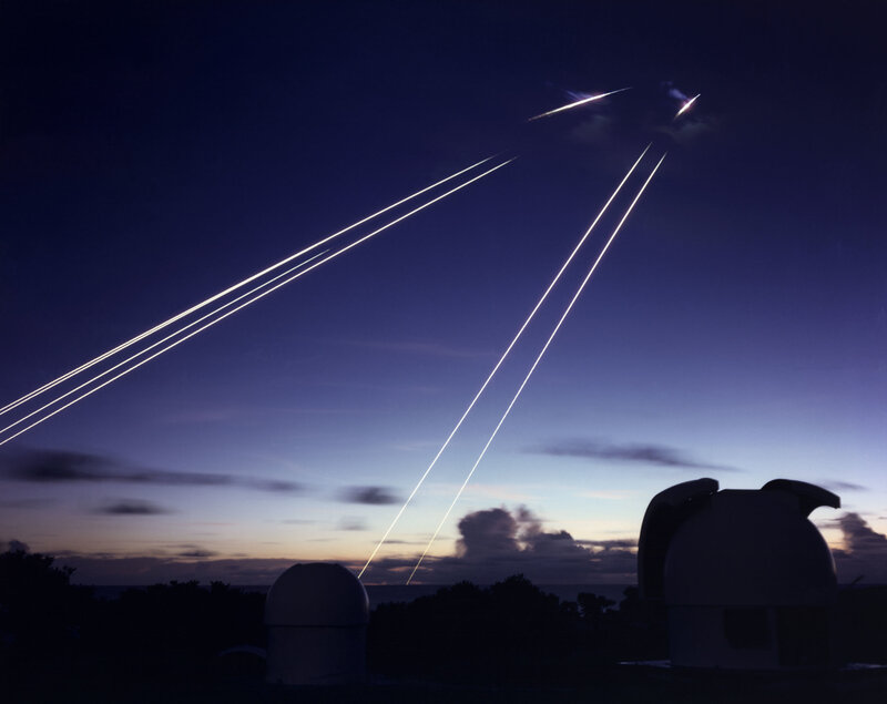 Laser beams at observatory