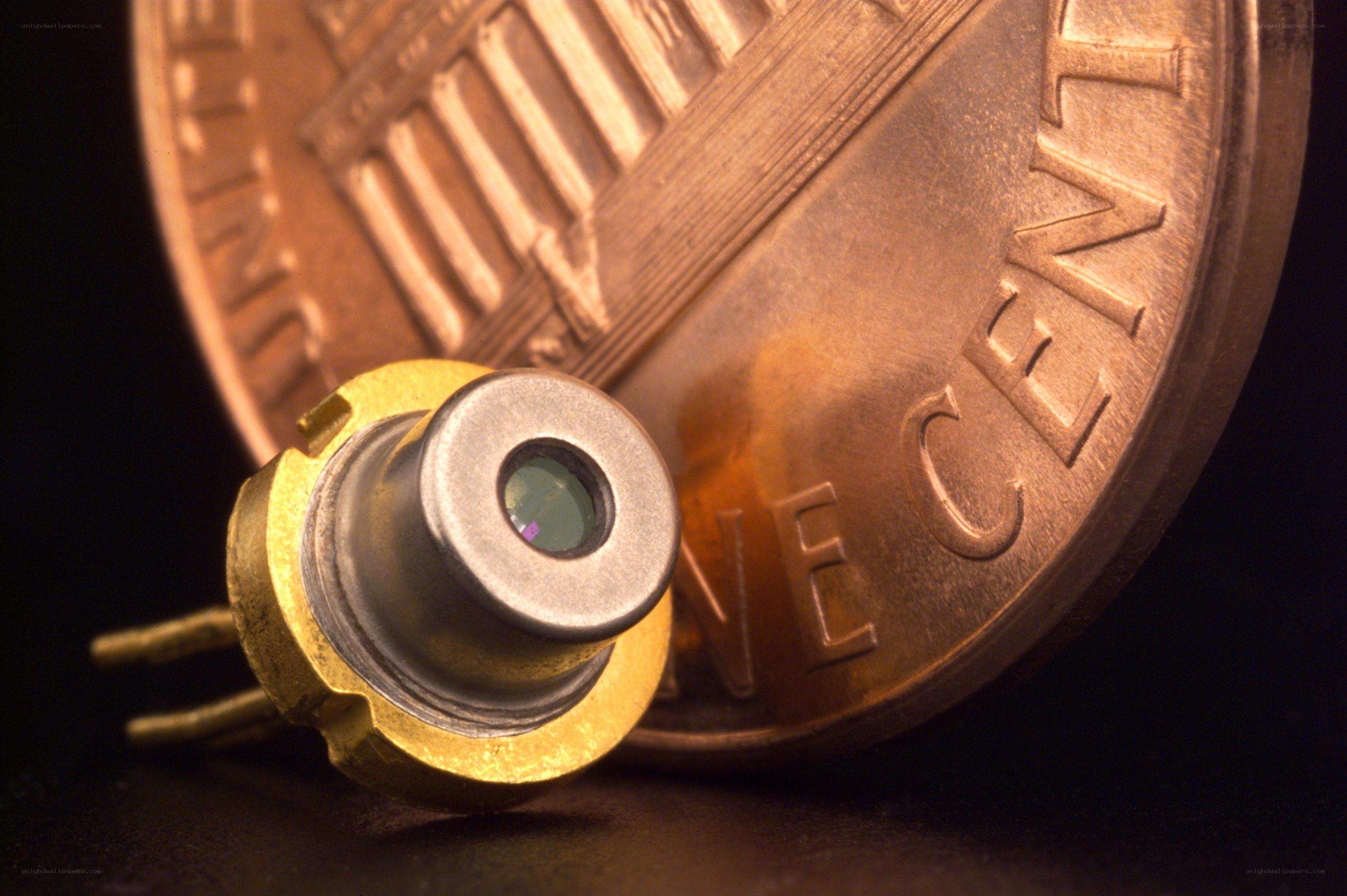 Laser diode next to a penny