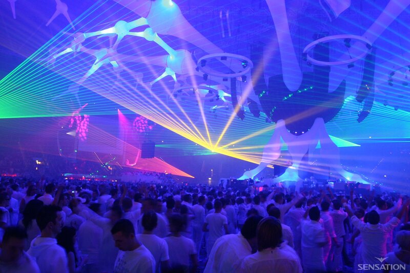 Laser show at a music festival