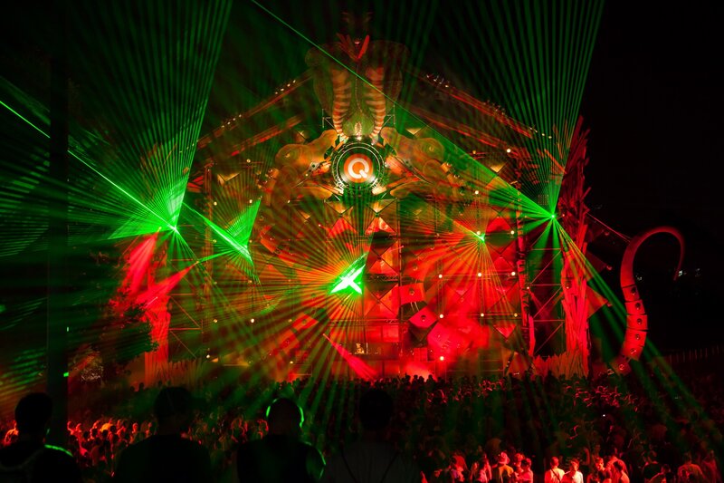 Laser Show at Concert — Green, Energetic, Night, Photograph, Crowd, Stage