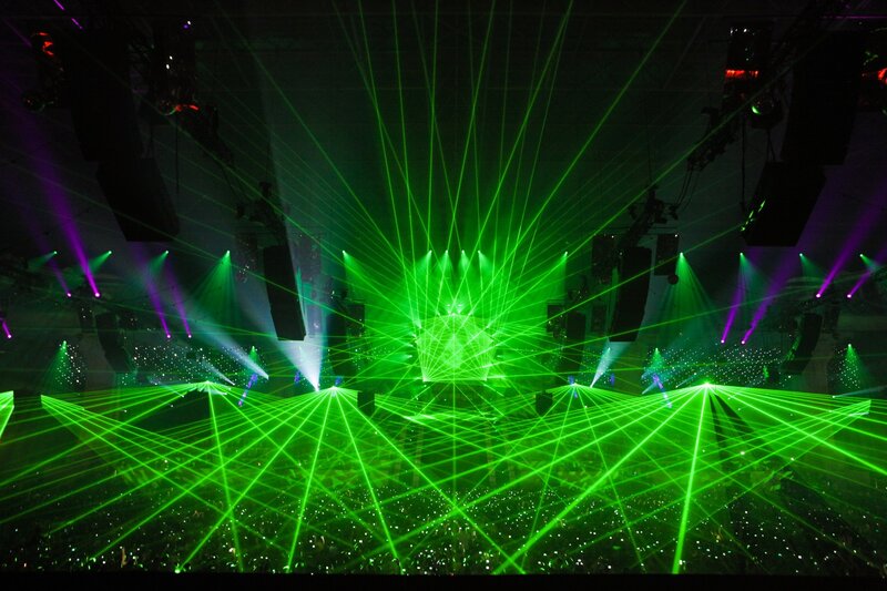 Laser show at concert venue