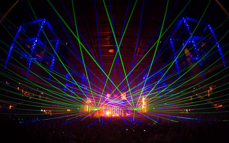 Laser show at concert venue