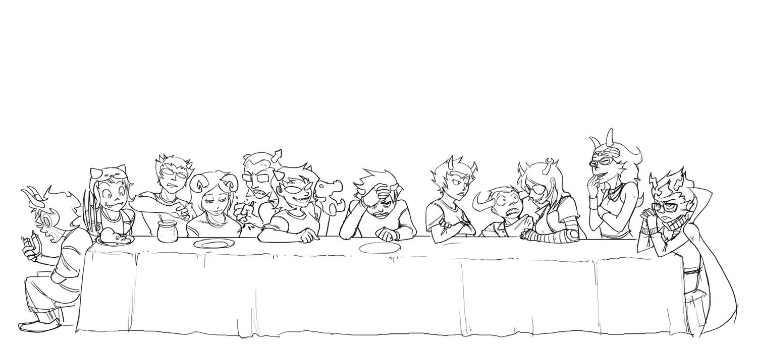 Last Supper parody with animated characters