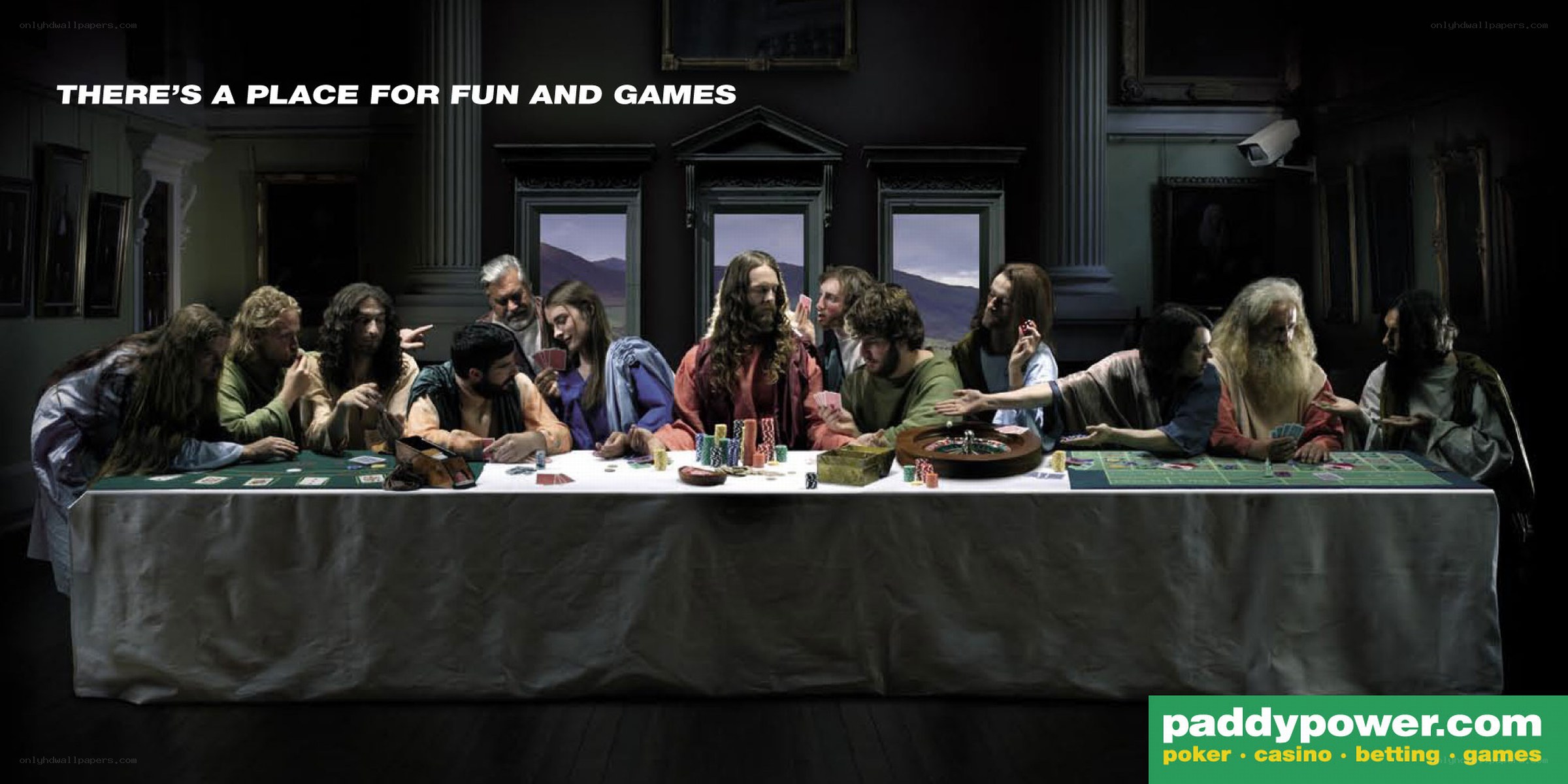 Last Supper reimagined with gambling