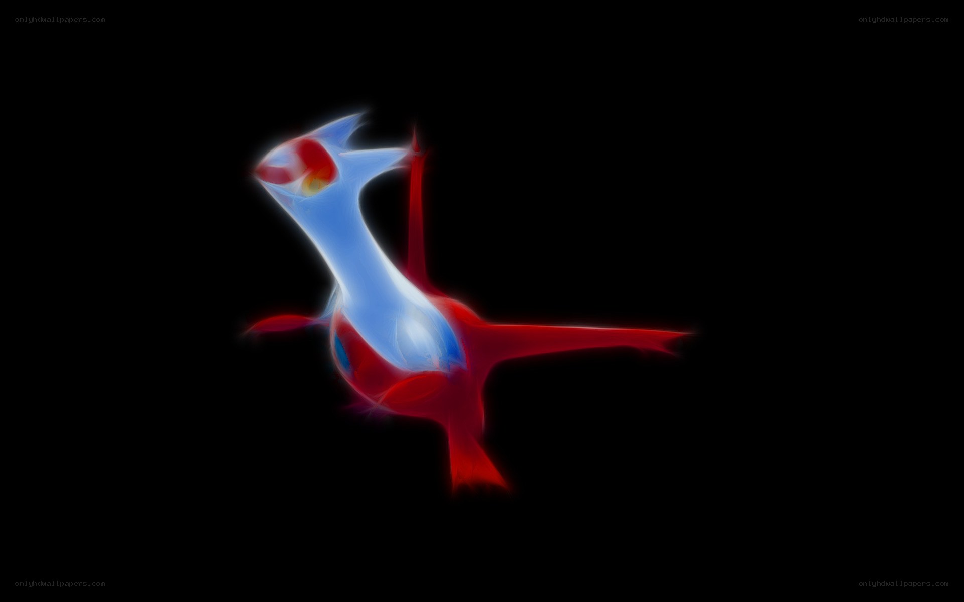 Latias glowing in darkness