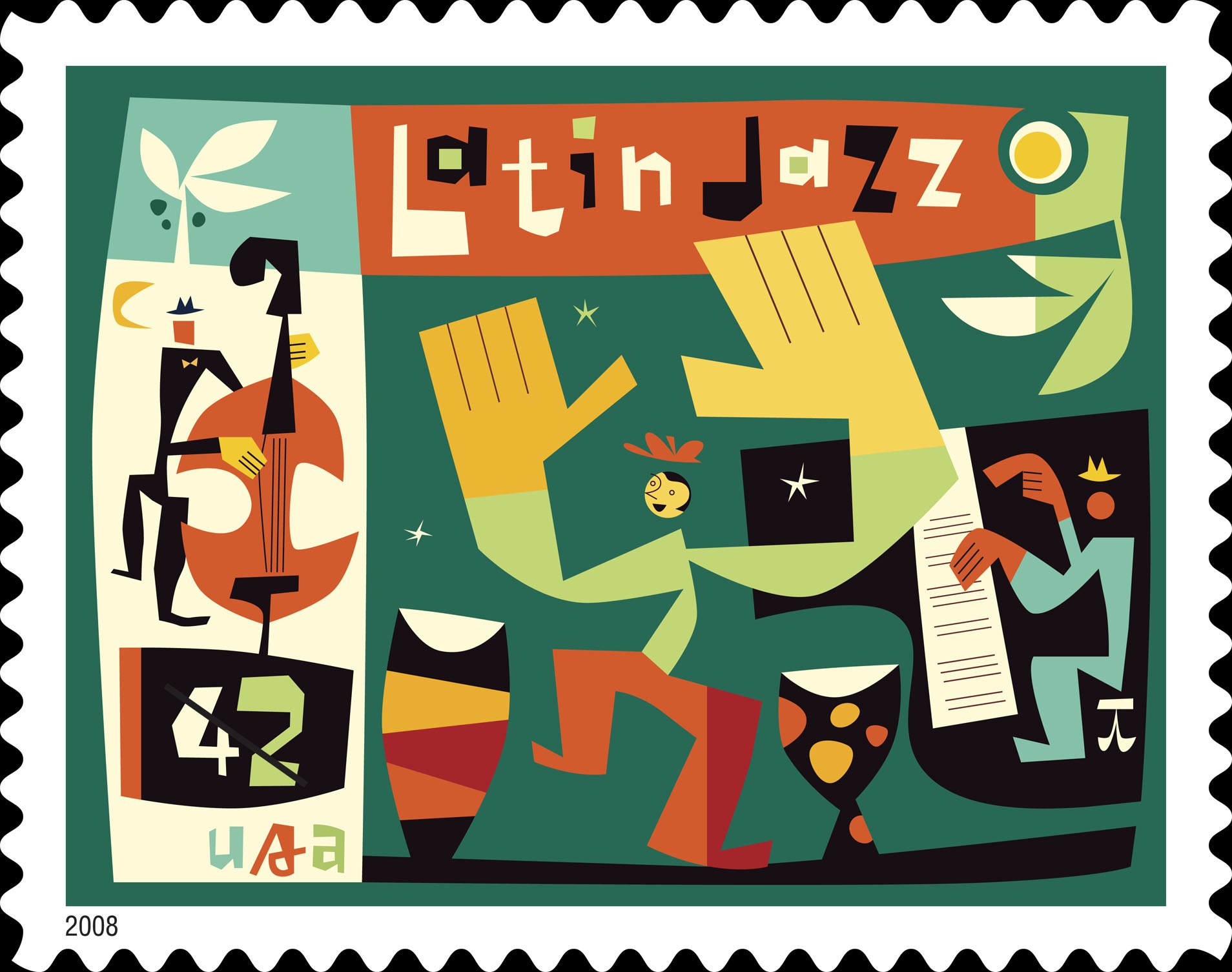 Latin Jazz Stamp Art
