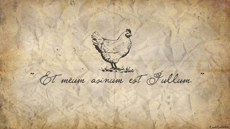 Latin quote with chicken illustration