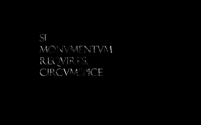 Latin text on black background