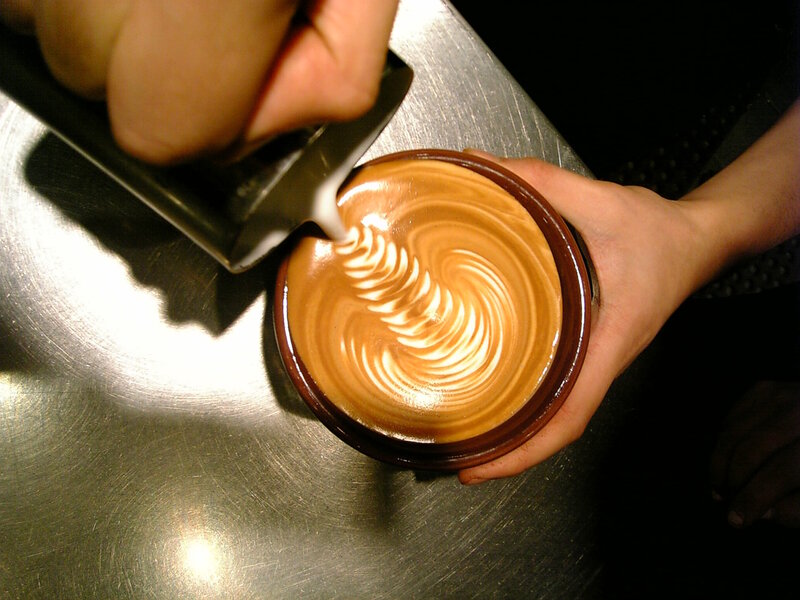 Latte art being created