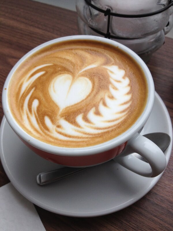 Latte art coffee cup