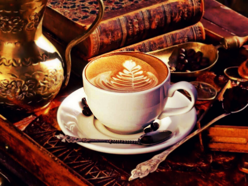 Latte Art Coffee Cup — Brown, Cozy, Photograph